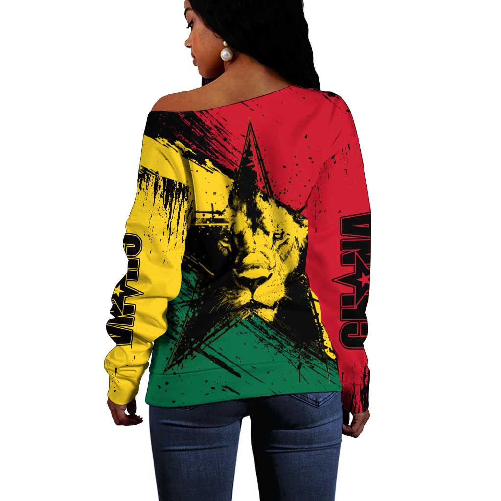 Afro Ghana Lion Off Shoulder Sweater Star Grunge Style TS04