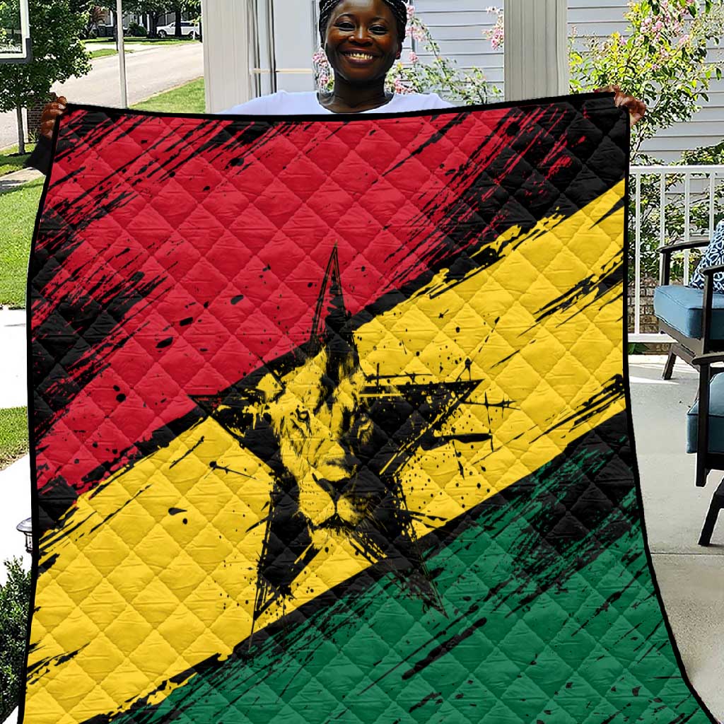 Afro Ghana Lion Quilt Star Grunge Style TS04