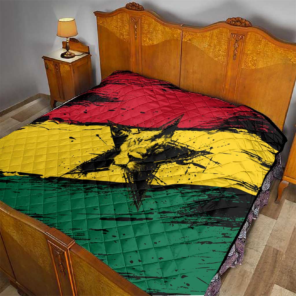 Afro Ghana Lion Quilt Star Grunge Style TS04