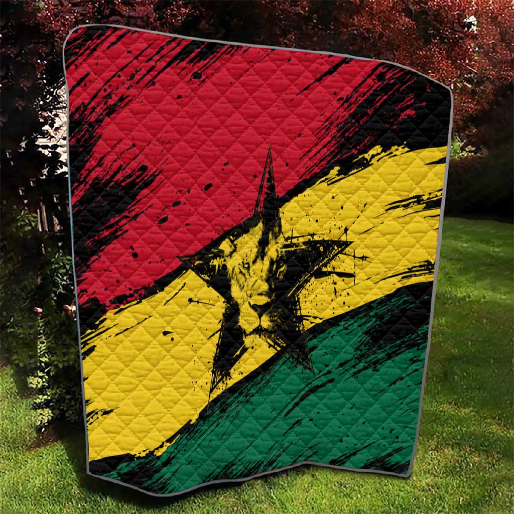 Afro Ghana Lion Quilt Star Grunge Style TS04