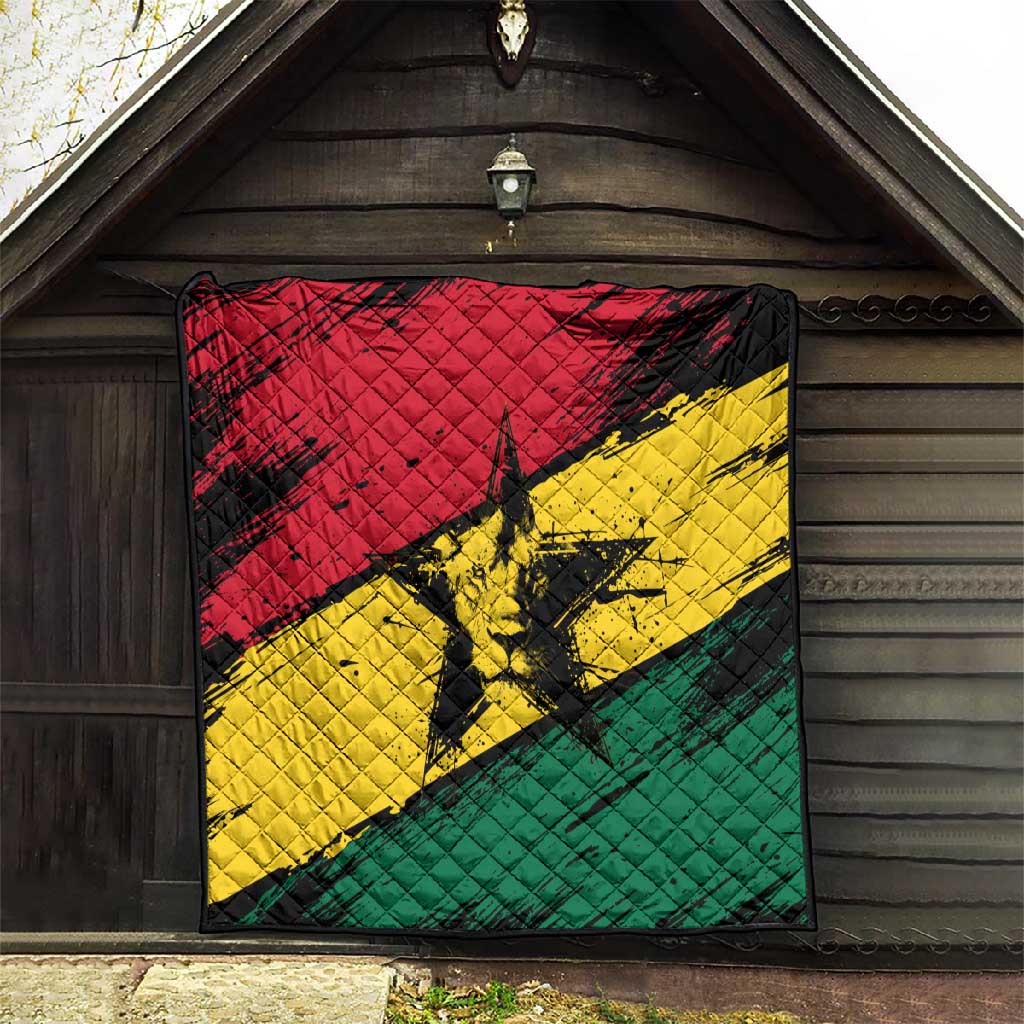 Afro Ghana Lion Quilt Star Grunge Style TS04