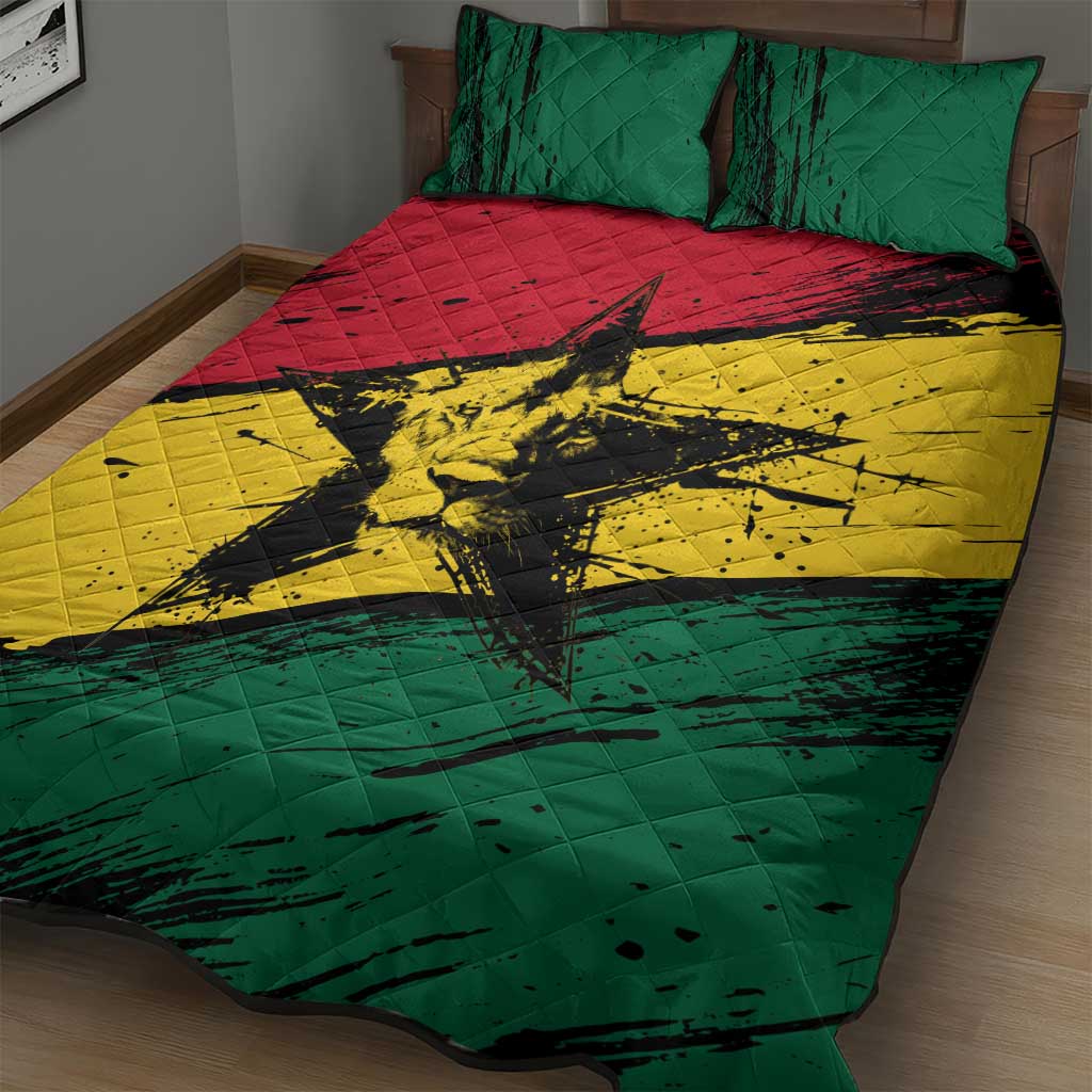 Afro Ghana Lion Quilt Bed Set Star Grunge Style TS04