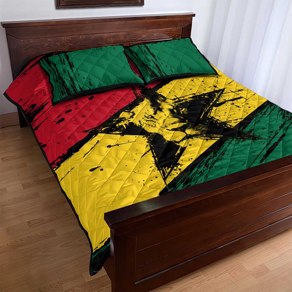 Afro Ghana Lion Quilt Bed Set Star Grunge Style TS04