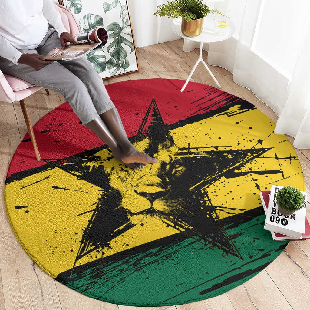 Afro Ghana Lion Round Carpet Star Grunge Style TS04