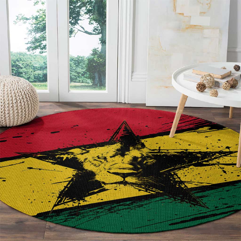 Afro Ghana Lion Round Carpet Star Grunge Style TS04