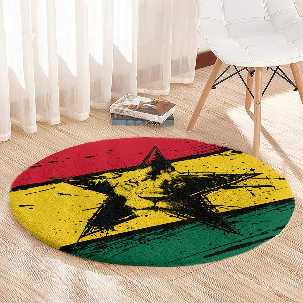 Afro Ghana Lion Round Carpet Star Grunge Style TS04