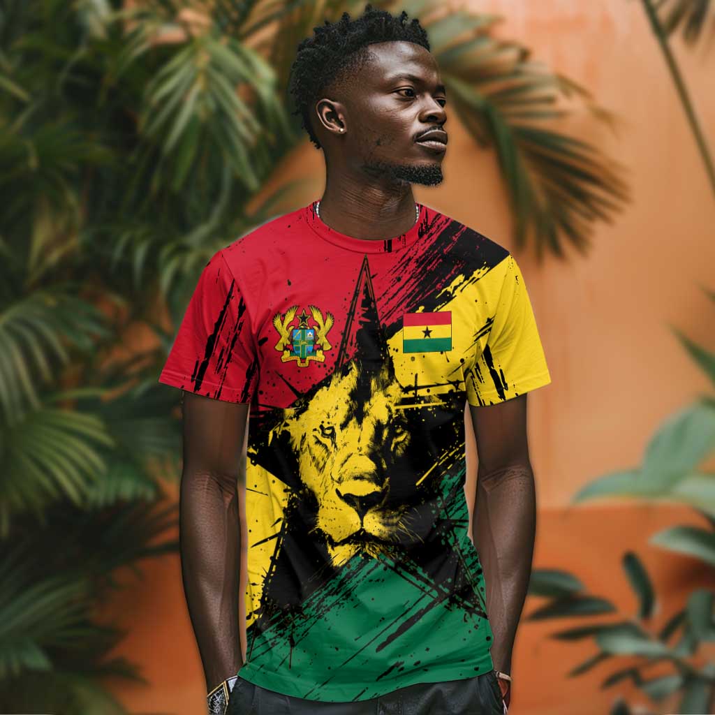 Afro Ghana Lion T shirt Star Grunge Style TS04