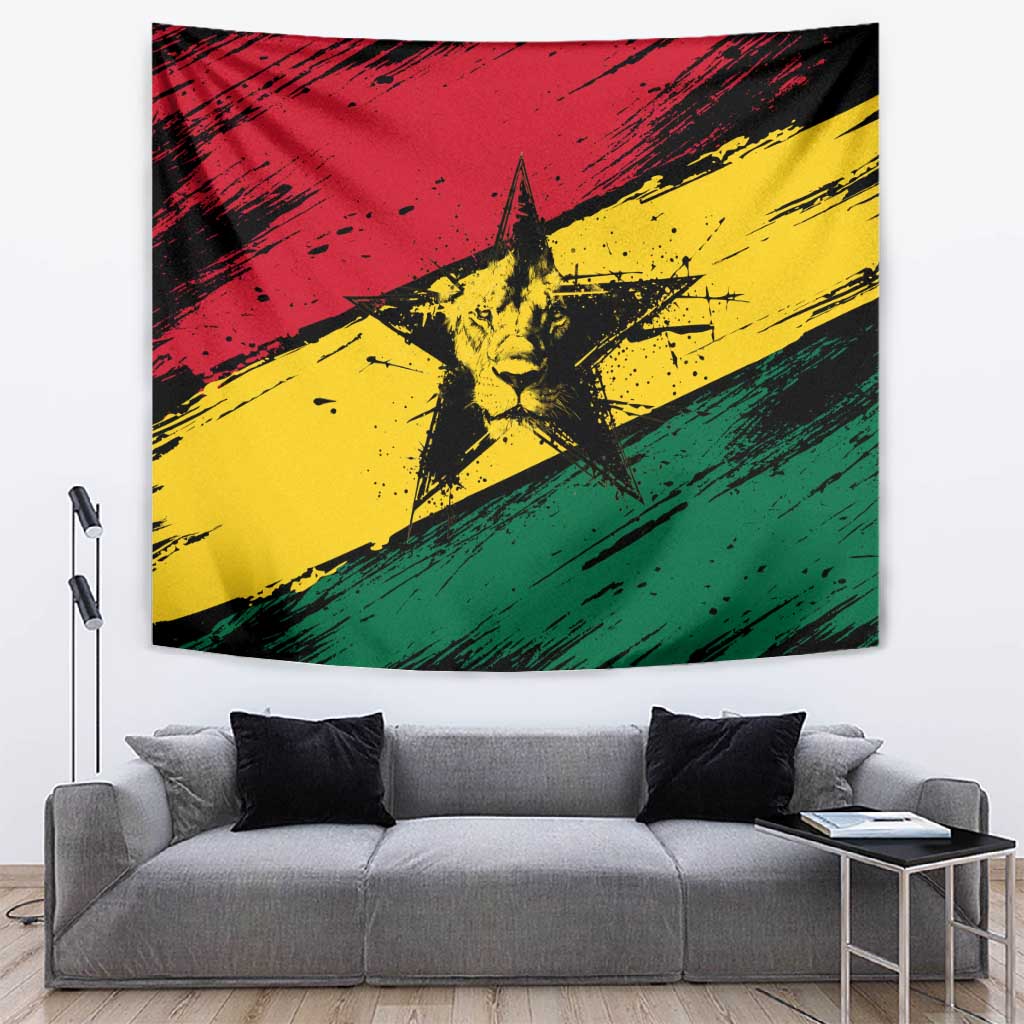 Afro Ghana Lion Tapestry Star Grunge Style TS04