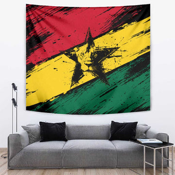 Afro Ghana Lion Tapestry Star Grunge Style TS04