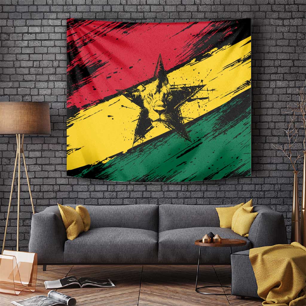 Afro Ghana Lion Tapestry Star Grunge Style TS04