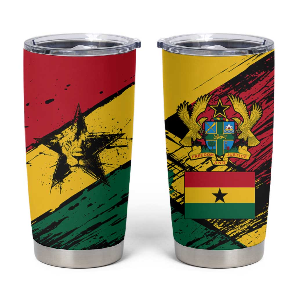 Afro Ghana Lion Tumbler Cup Star Grunge Style TS04