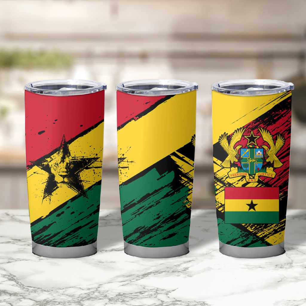 Afro Ghana Lion Tumbler Cup Star Grunge Style TS04