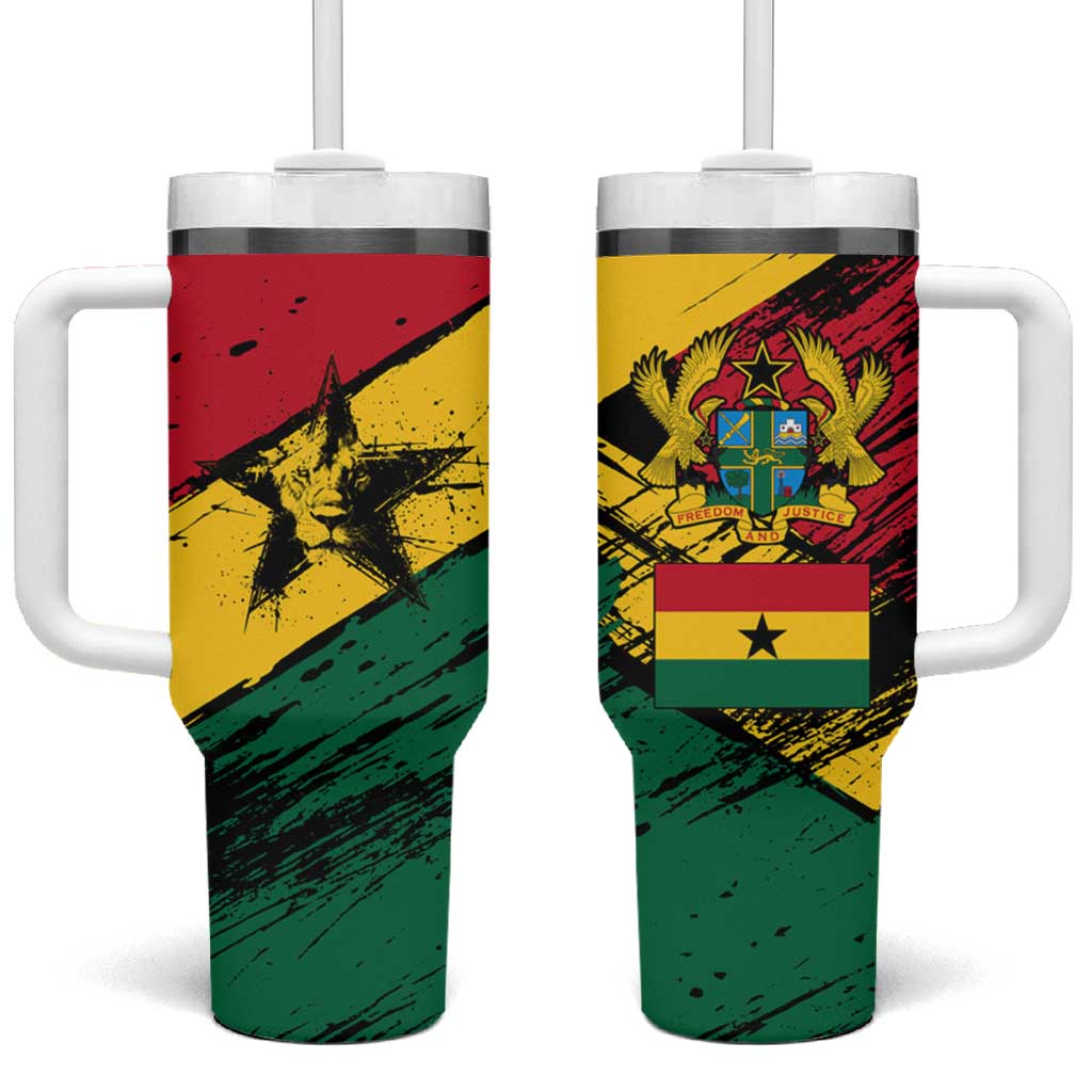 Afro Ghana Lion Tumbler With Handle Star Grunge Style TS04