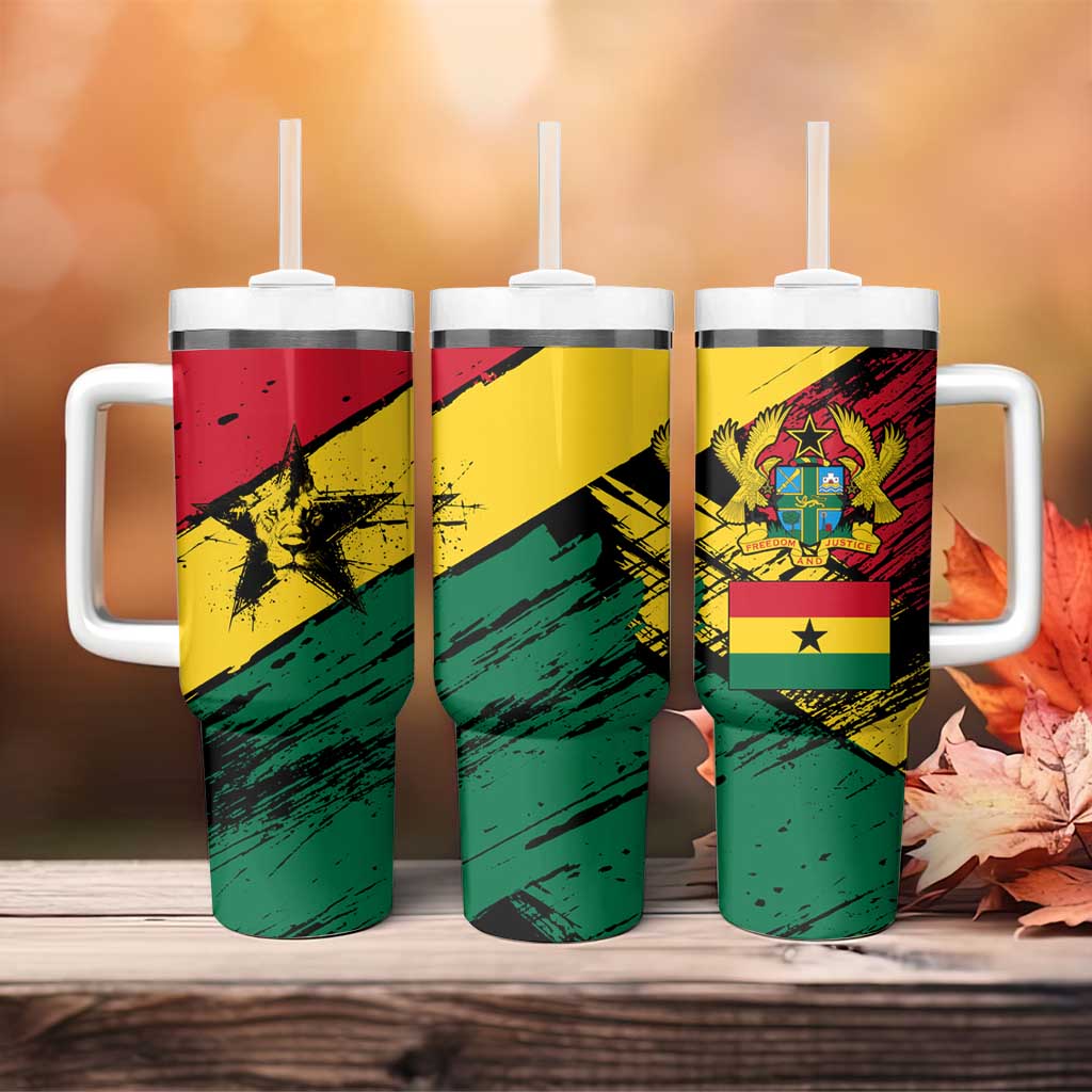 Afro Ghana Lion Tumbler With Handle Star Grunge Style TS04