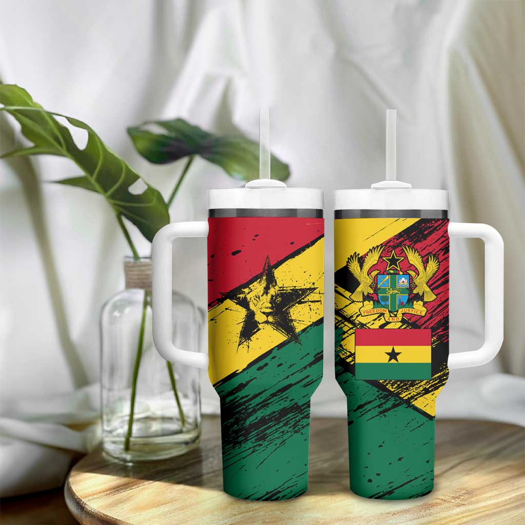 Afro Ghana Lion Tumbler With Handle Star Grunge Style TS04