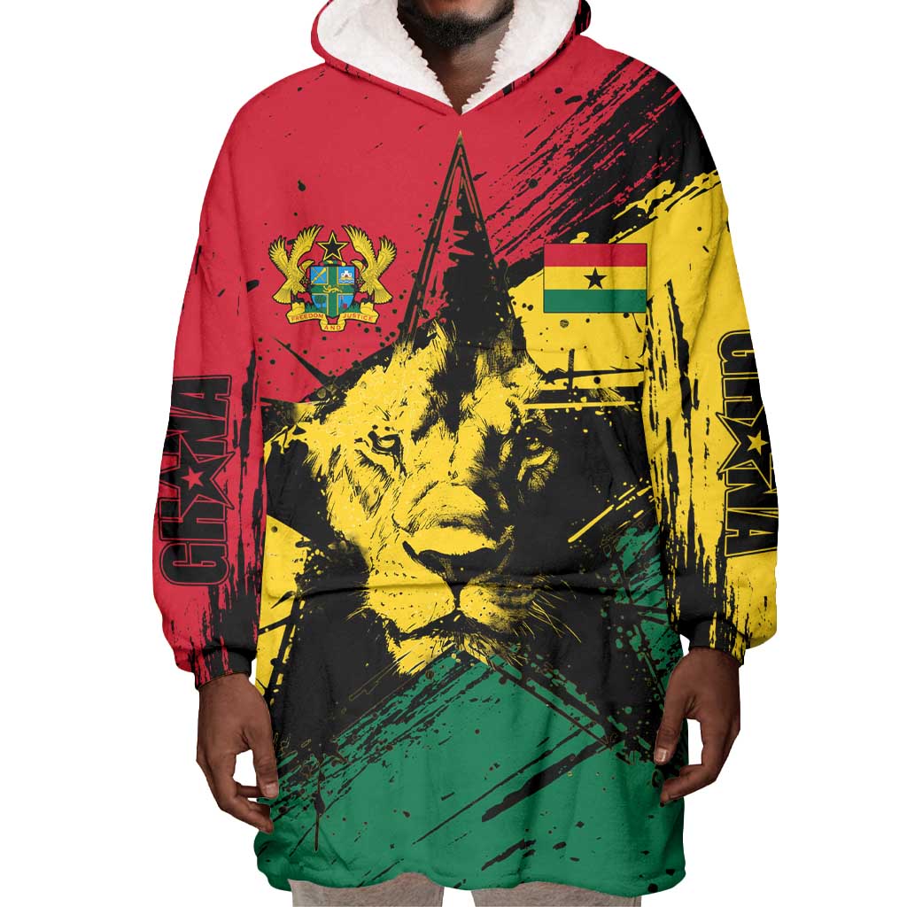 Afro Ghana Lion Wearable Blanket Hoodie Star Grunge Style TS04