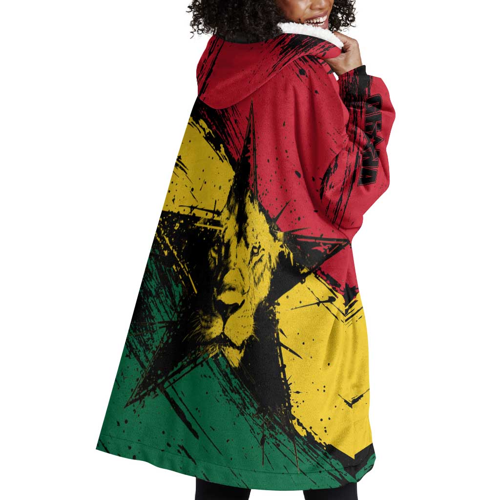 Afro Ghana Lion Wearable Blanket Hoodie Star Grunge Style TS04