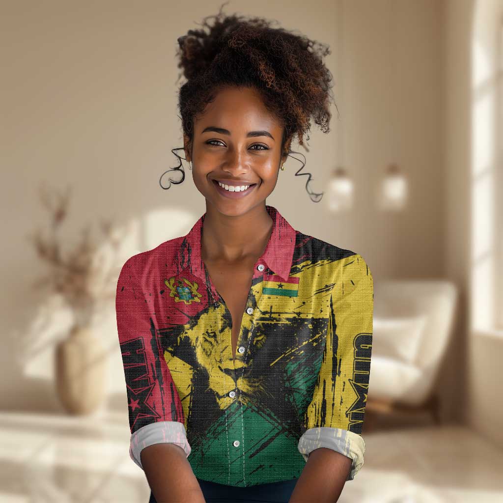 Afro Ghana Lion Women Casual Shirt Star Grunge Style TS04