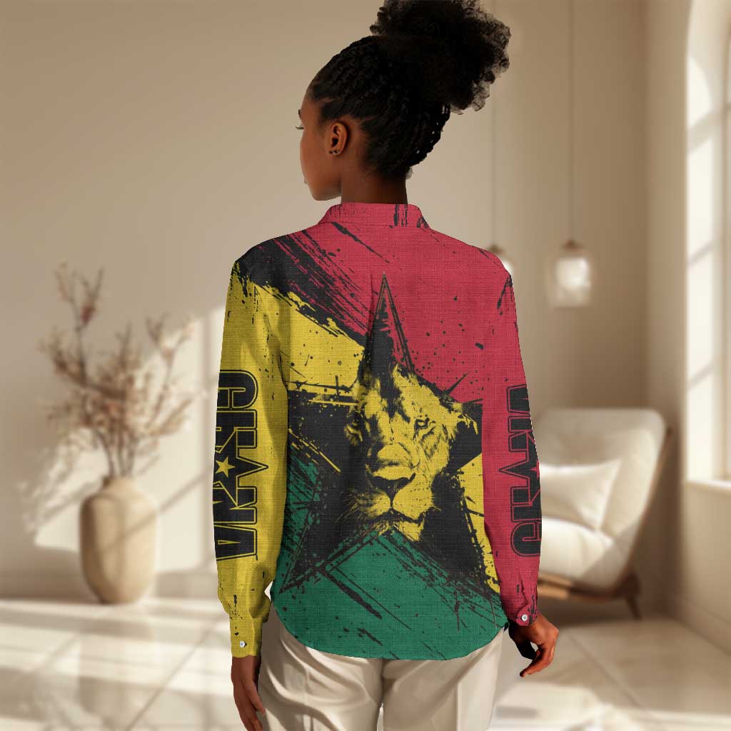Afro Ghana Lion Women Casual Shirt Star Grunge Style TS04
