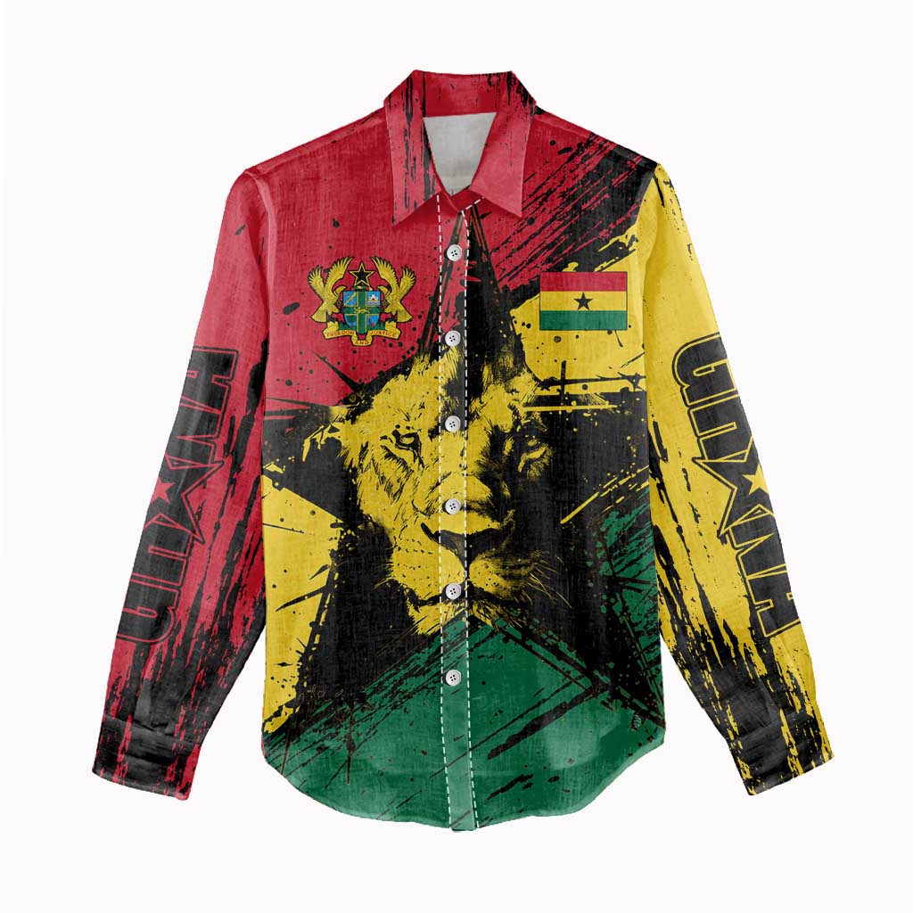Afro Ghana Lion Women Casual Shirt Star Grunge Style TS04