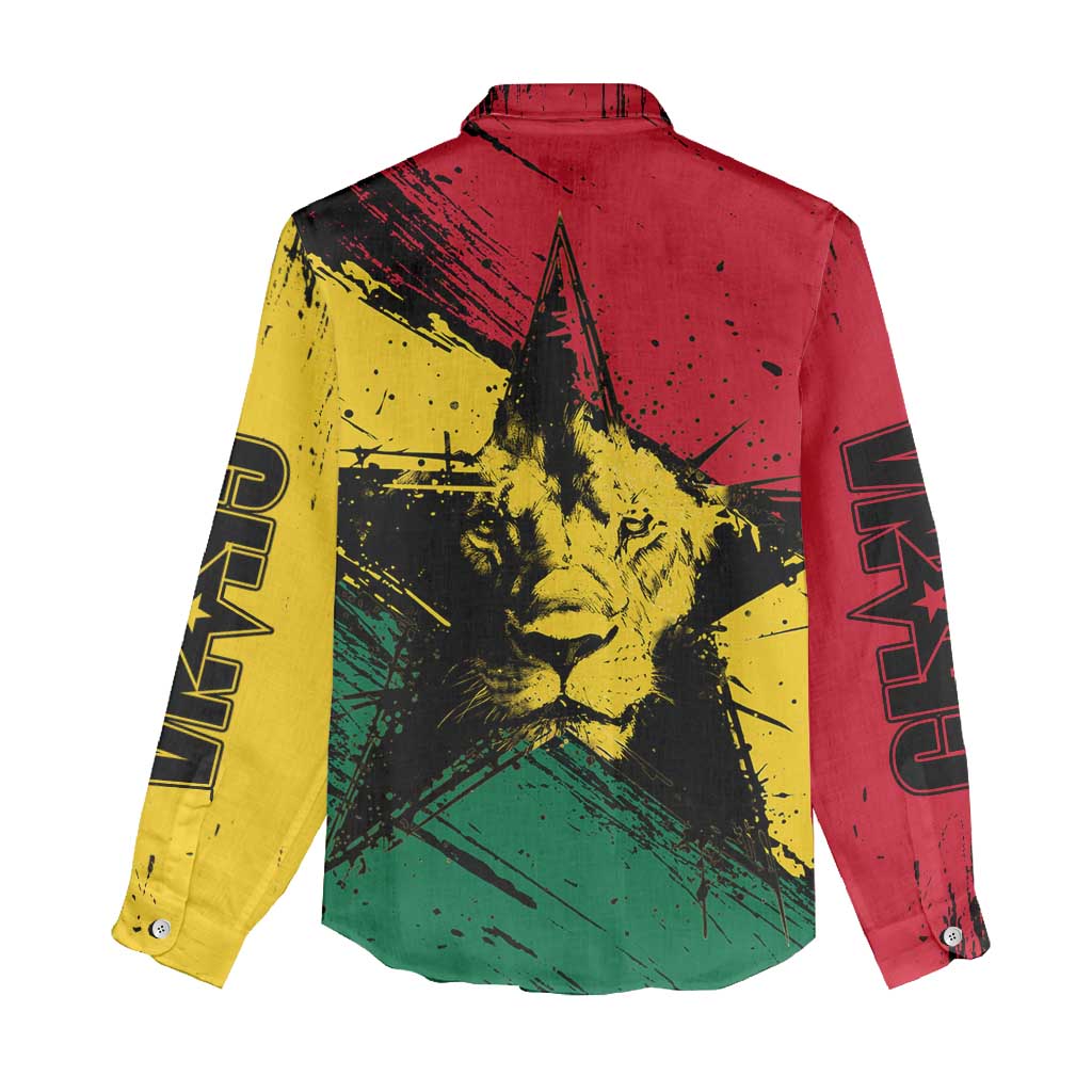 Afro Ghana Lion Women Casual Shirt Star Grunge Style TS04