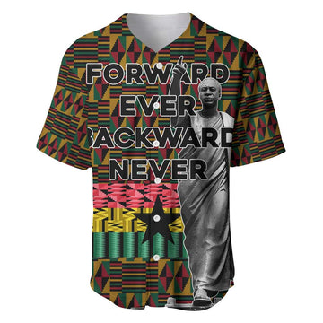 Kwame Nkrumah Ghana Baseball Jersey Kente Pattern African TS04