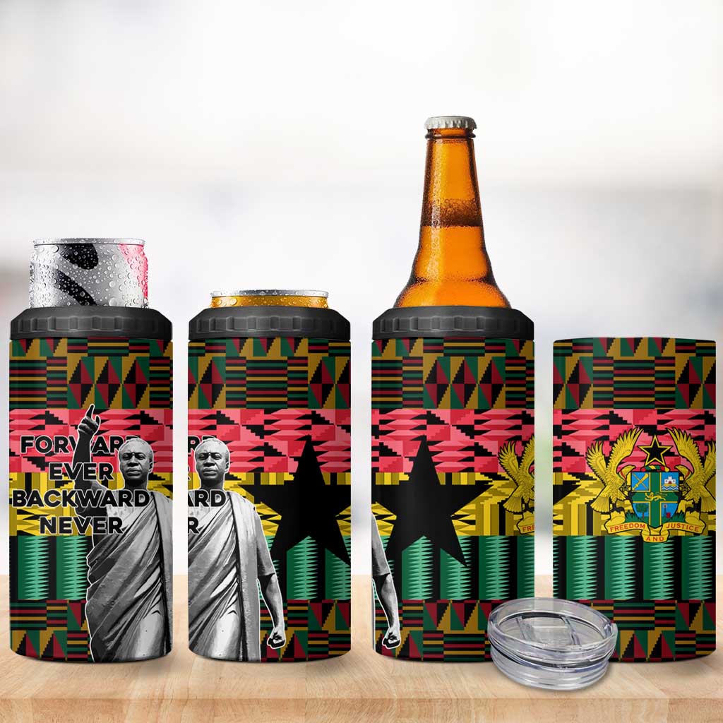 Kwame Nkrumah Ghana 4 in 1 Can Cooler Tumbler Kente Pattern African TS04