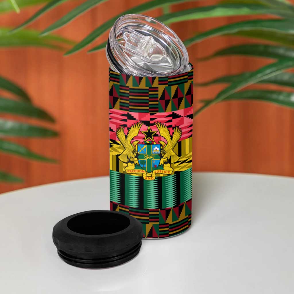 Kwame Nkrumah Ghana 4 in 1 Can Cooler Tumbler Kente Pattern African TS04