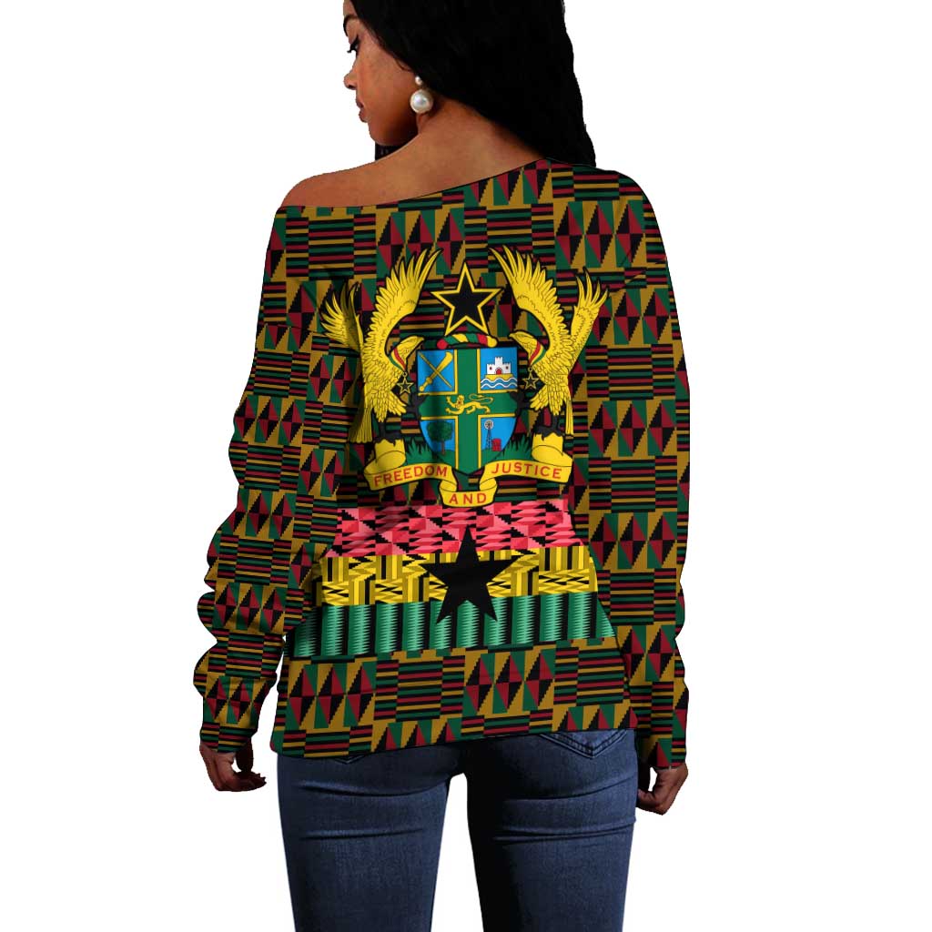 Kwame Nkrumah Ghana Off Shoulder Sweater Kente Pattern African TS04