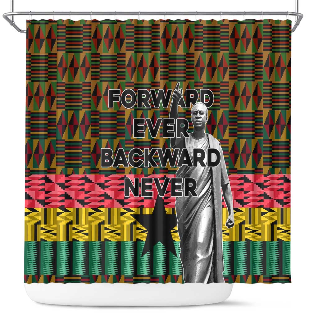 Kwame Nkrumah Shower Curtain with Coat of Arms  Grunge Style Design TS04