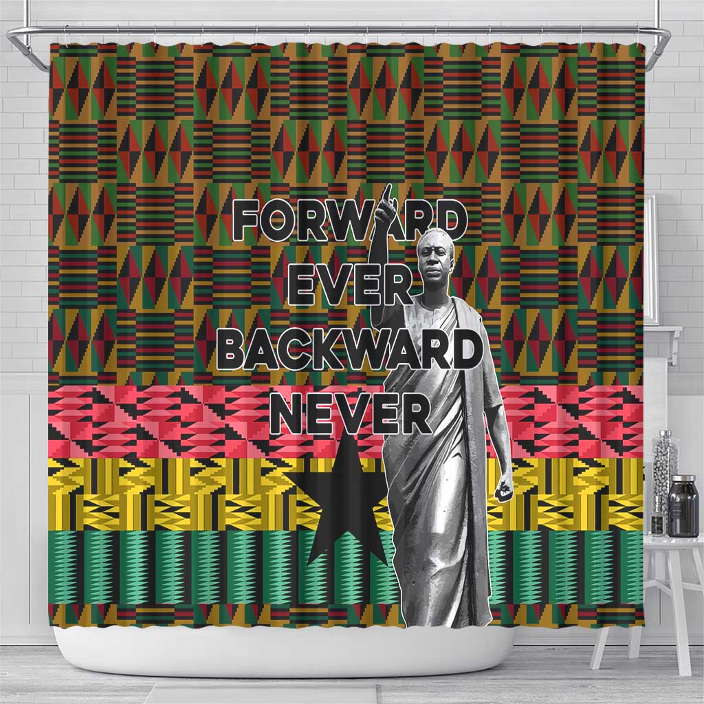 Kwame Nkrumah Shower Curtain with Coat of Arms  Grunge Style Design TS04