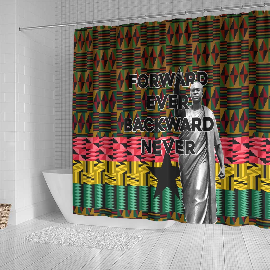 Kwame Nkrumah Shower Curtain with Coat of Arms  Grunge Style Design TS04