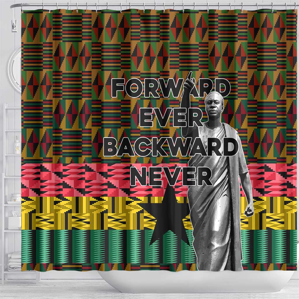 Kwame Nkrumah Shower Curtain with Coat of Arms  Grunge Style Design TS04