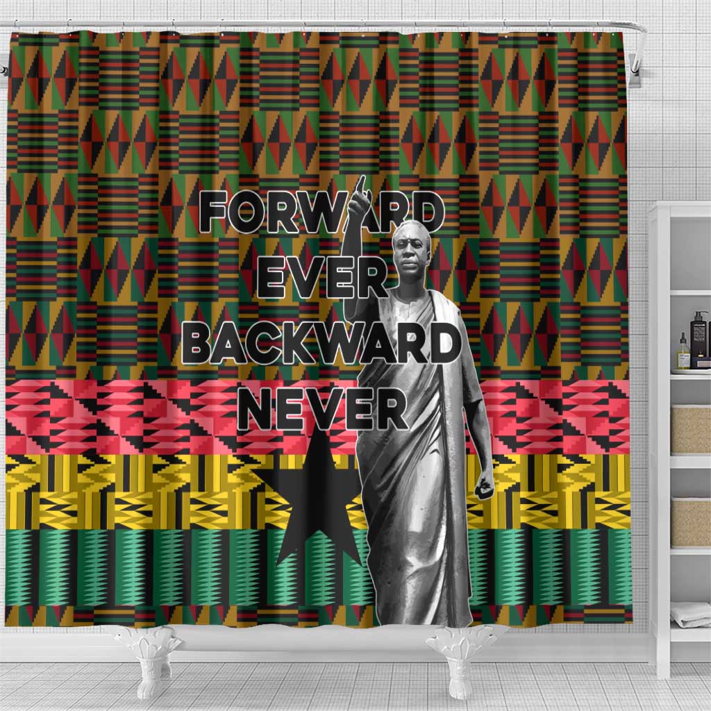 Kwame Nkrumah Shower Curtain with Coat of Arms  Grunge Style Design TS04
