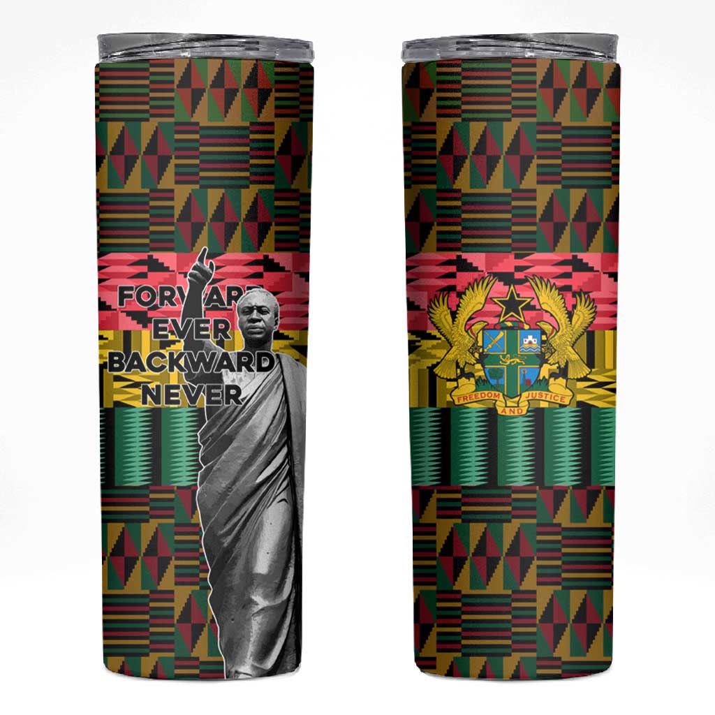 Kwame Nkrumah Ghana Skinny Tumbler Kente Pattern African TS04