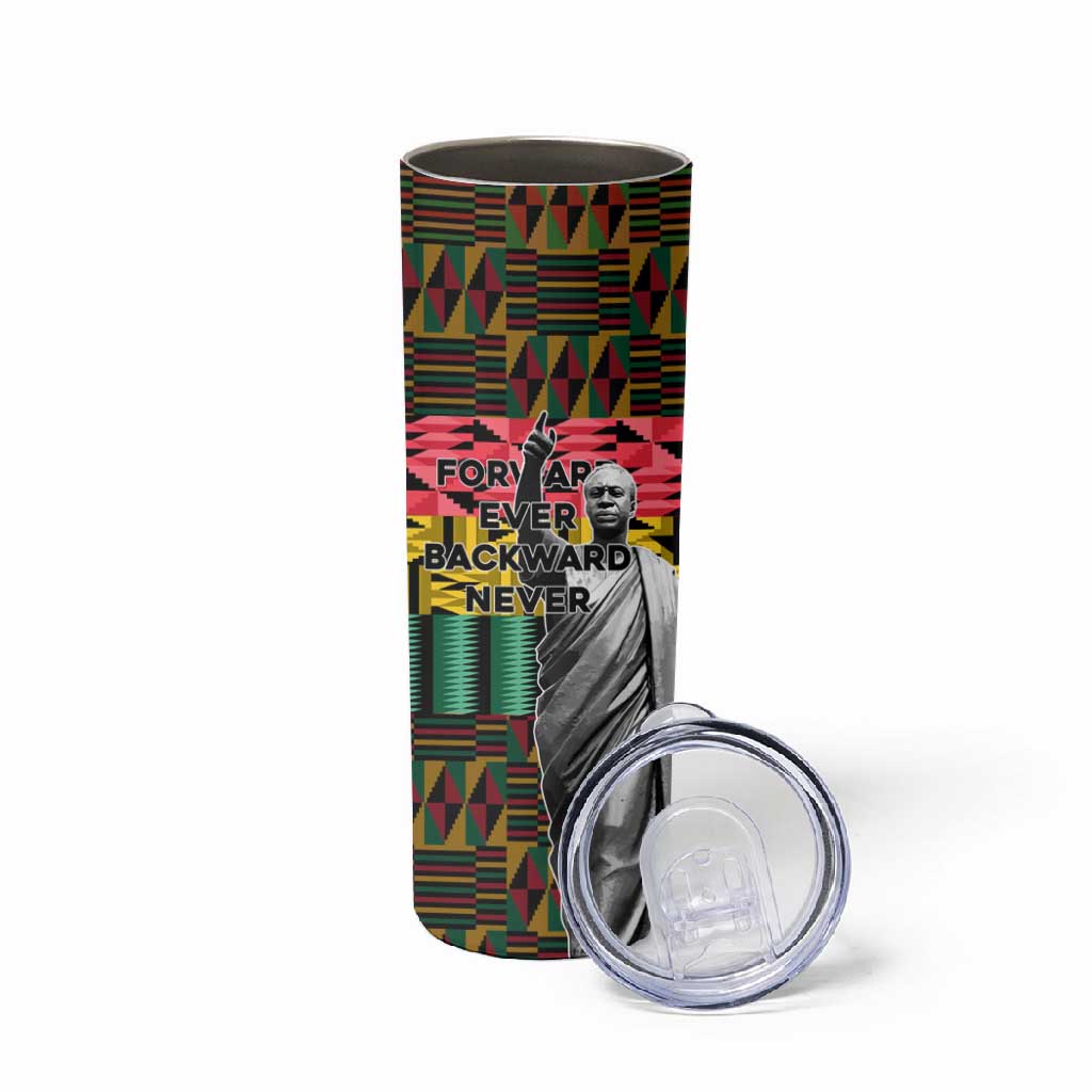 Kwame Nkrumah Ghana Skinny Tumbler Kente Pattern African TS04