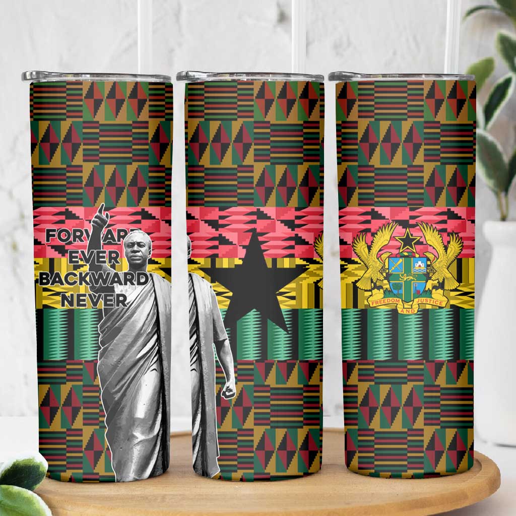 Kwame Nkrumah Ghana Skinny Tumbler Kente Pattern African TS04