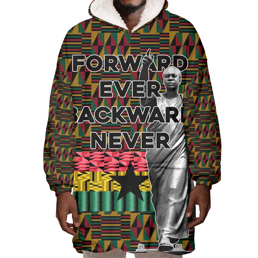 Kwame Nkrumah Ghana Wearable Blanket Hoodie Kente Pattern African TS04