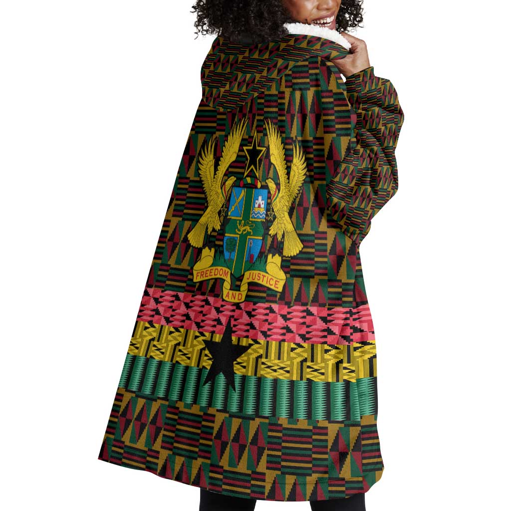 Kwame Nkrumah Ghana Wearable Blanket Hoodie Kente Pattern African TS04