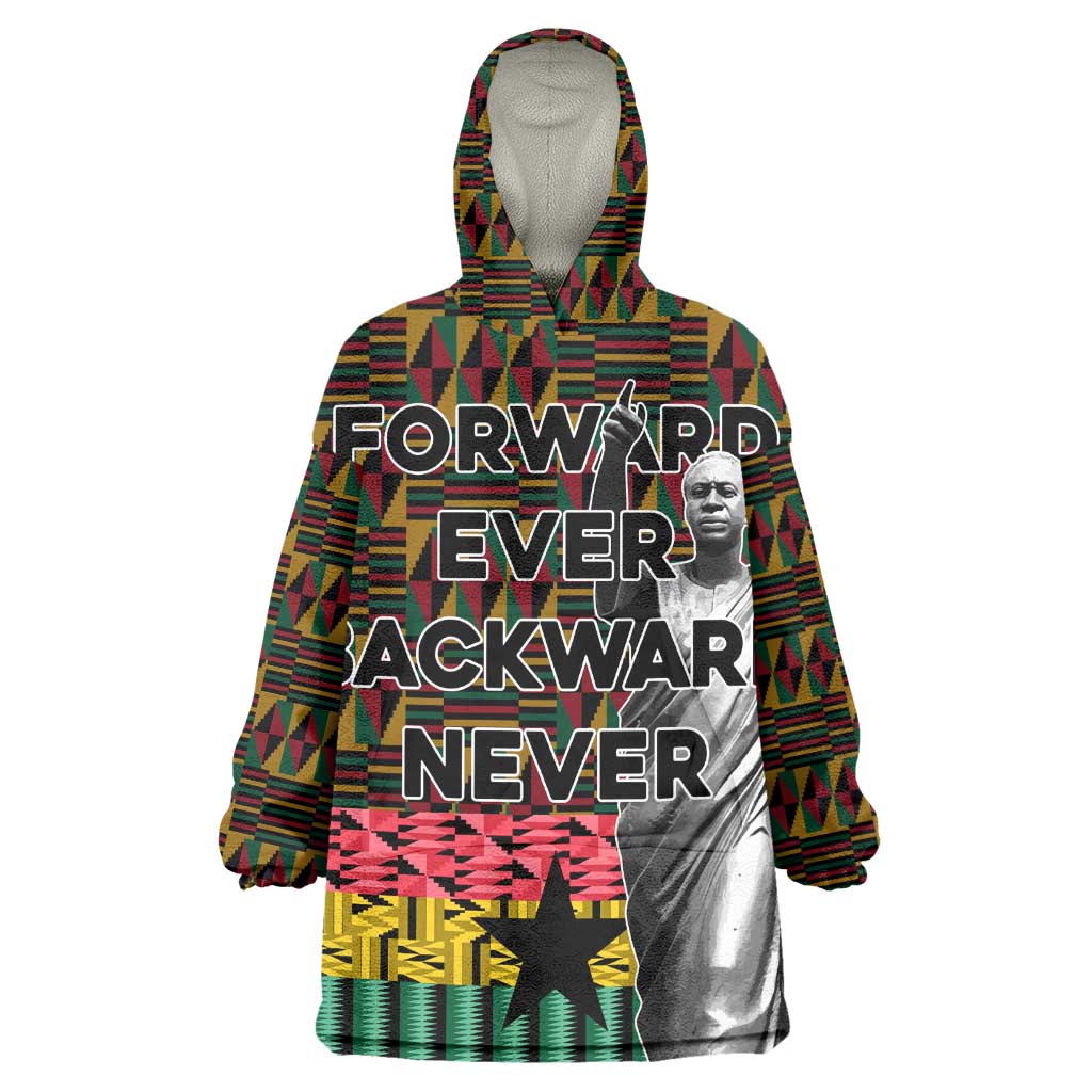 Kwame Nkrumah Ghana Wearable Blanket Hoodie Kente Pattern African TS04