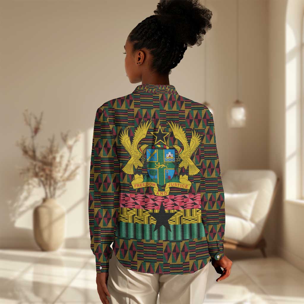 Kwame Nkrumah Ghana Women Casual Shirt Kente Pattern African TS04