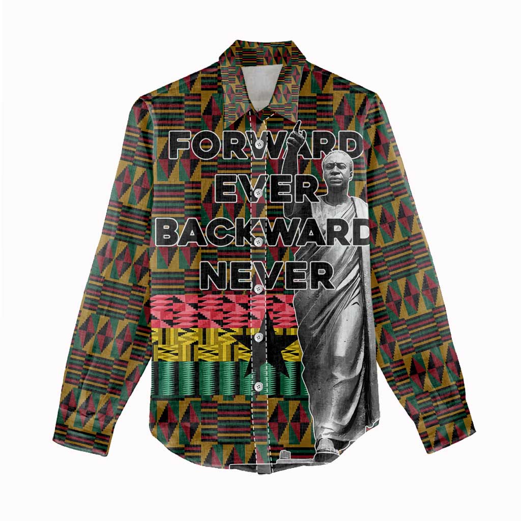 Kwame Nkrumah Ghana Women Casual Shirt Kente Pattern African TS04