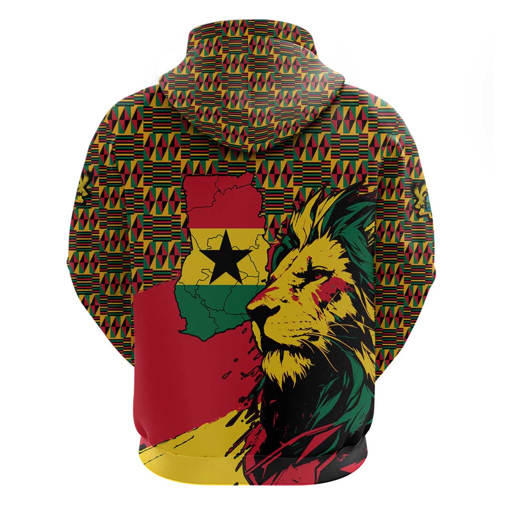 Ghana Lion Hoodie - Map & Coat of Arms Grunge Style Design TS04