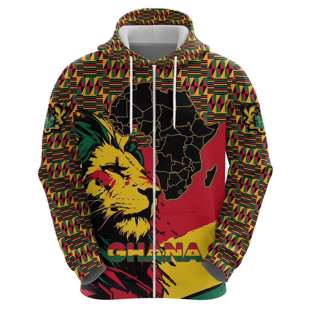 Ghana Lion Hoodie - Map & Coat of Arms Grunge Style Design TS04