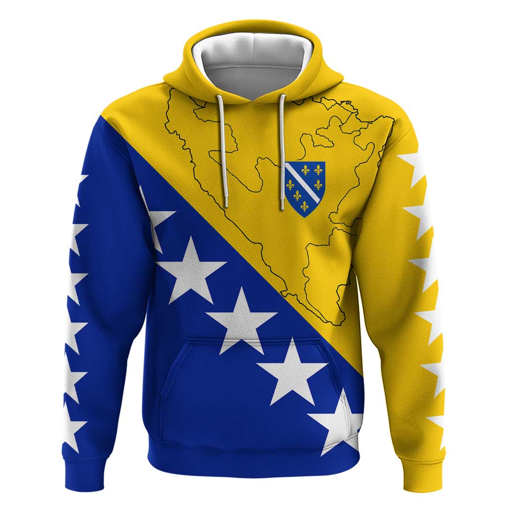 Bosnia and Herzegovina Hoodie Flag and Coat of Arms Hoodie  Unique Combination Design TS04