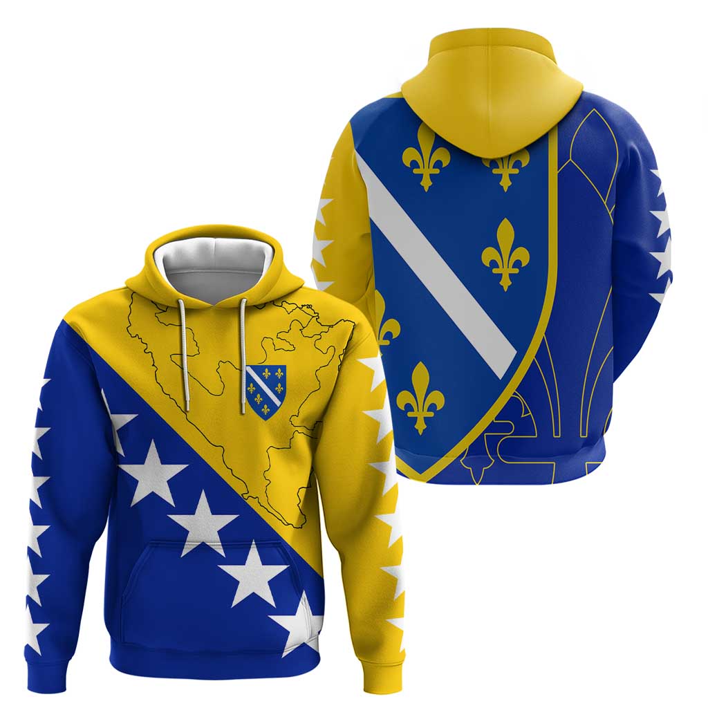 Bosnia and Herzegovina Hoodie Flag and Coat of Arms Hoodie  Unique Combination Design TS04