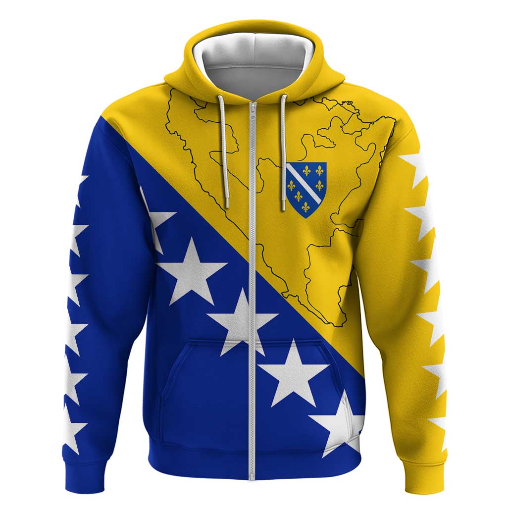 Bosnia and Herzegovina Hoodie Flag and Coat of Arms Hoodie  Unique Combination Design TS04