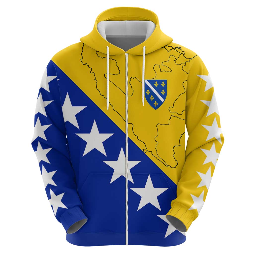 Bosnia and Herzegovina Hoodie Flag and Coat of Arms Hoodie  Unique Combination Design TS04
