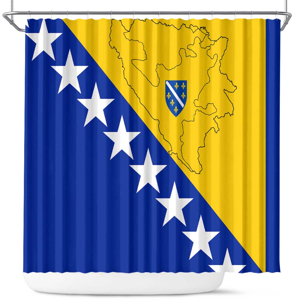 Bosnia and Herzegovina Shower Curtain Flag and Coat of Arms Hoodie  Unique Combination Design TS04