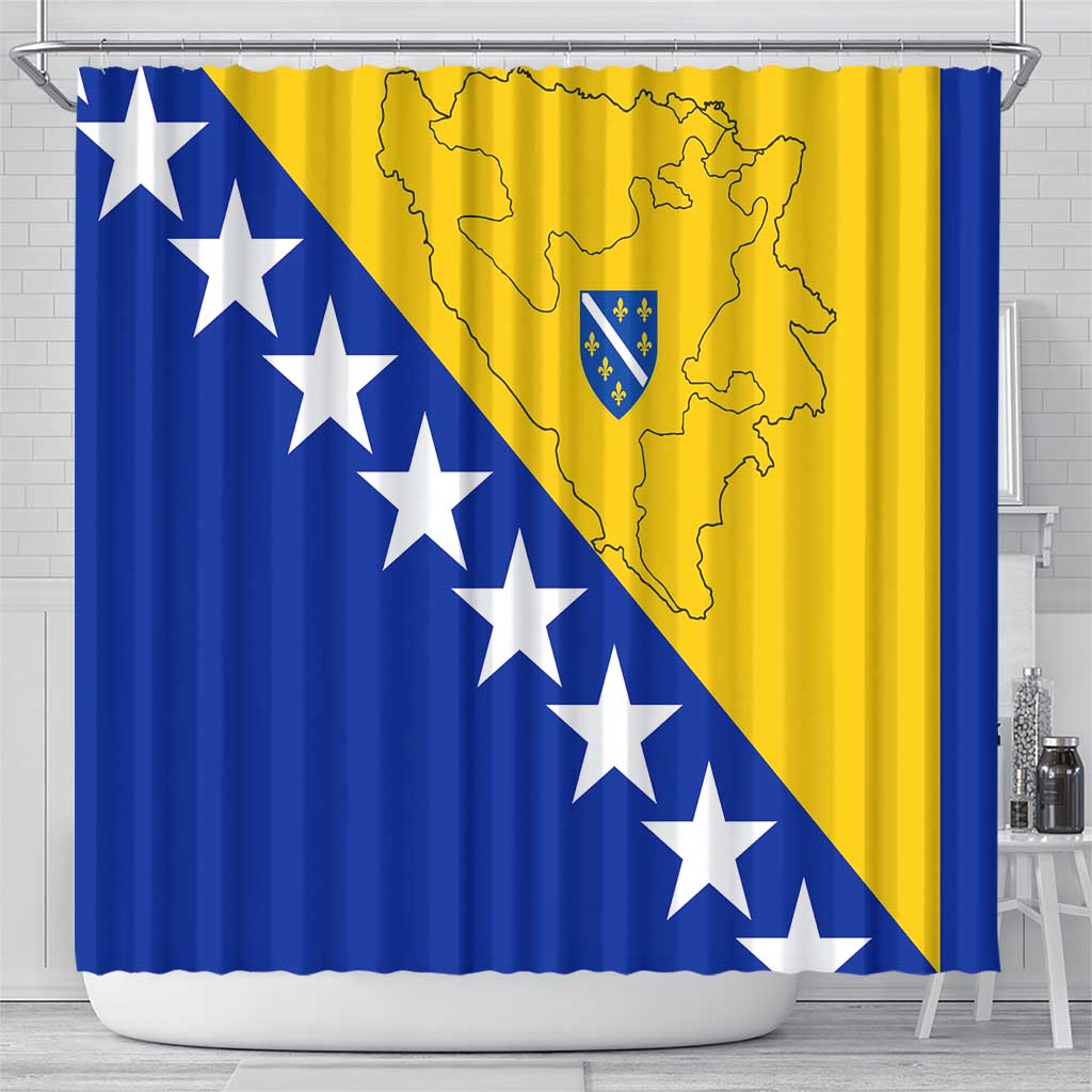 Bosnia and Herzegovina Shower Curtain Flag and Coat of Arms Hoodie  Unique Combination Design TS04